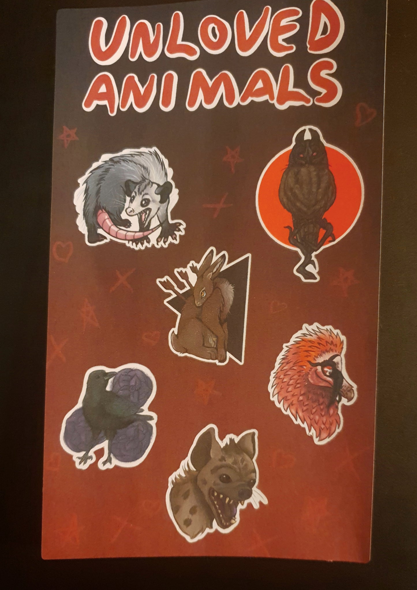 Unloved Animals sticker sheet