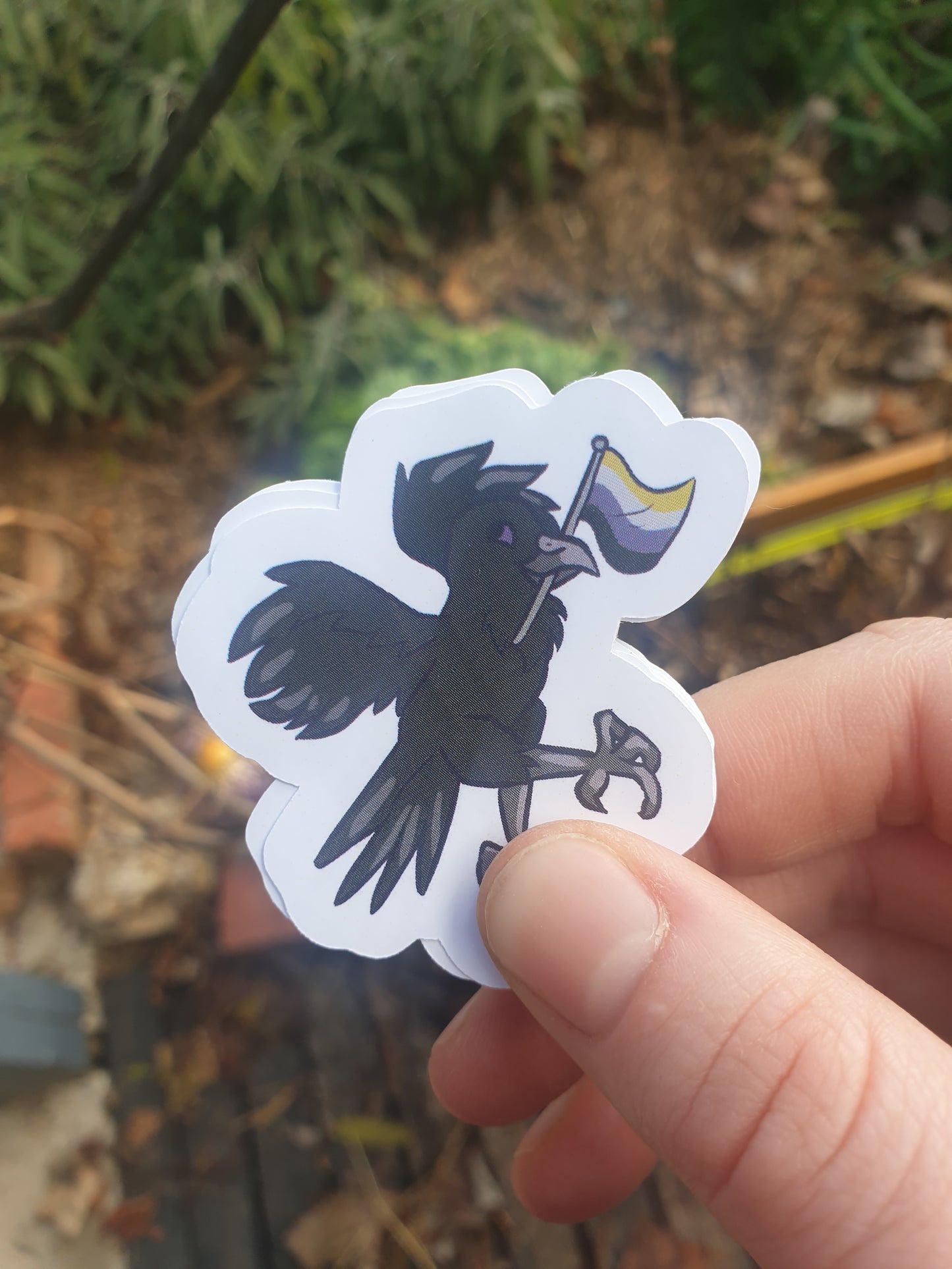 Pride Flag Raven Stickers (bi, trans, nonbinary, pan)
