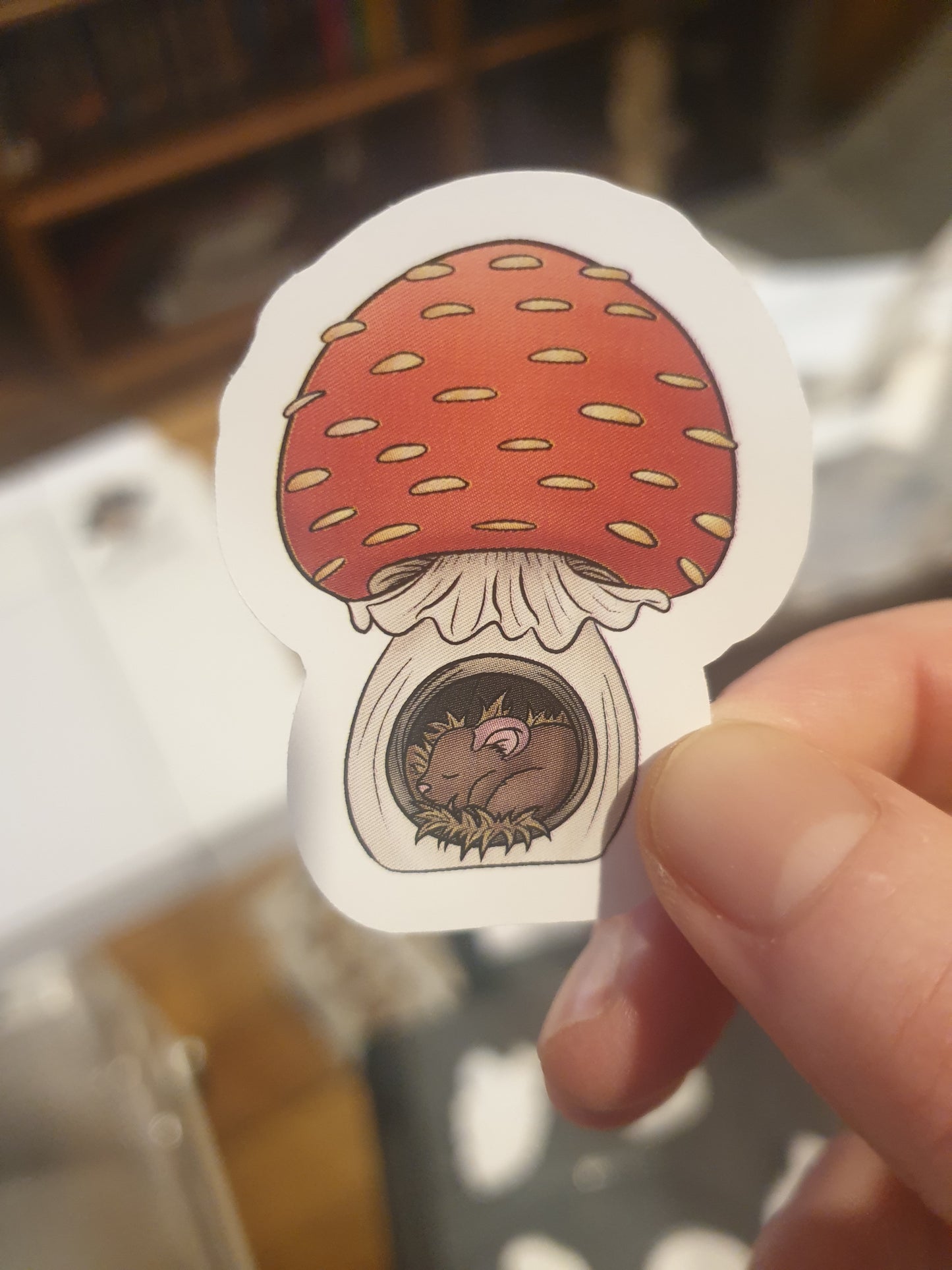 Mouse Asleep in Mushroom sticker