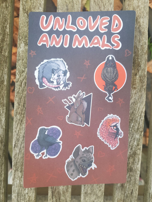 Unloved Animals sticker sheet