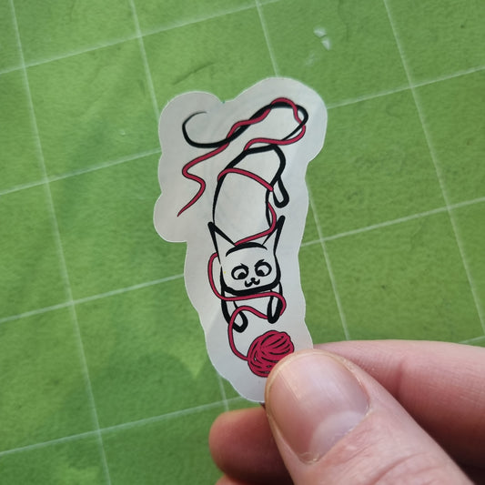 Cat with Yarn Sticker