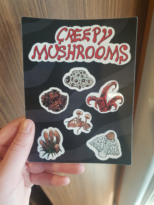 Creepy Mushrooms sticker sheet - Chronically Crafting