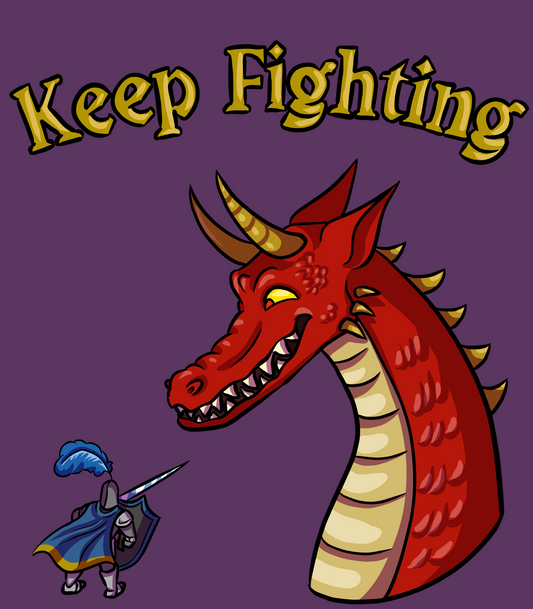 Keep Fighting Knight & Dragon | Large Art Print