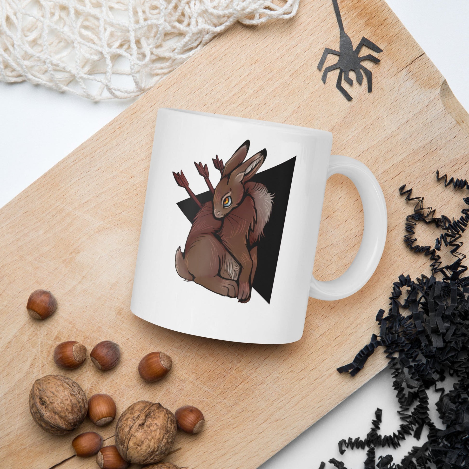 Hunted Hare White glossy mug - Chronically Crafting