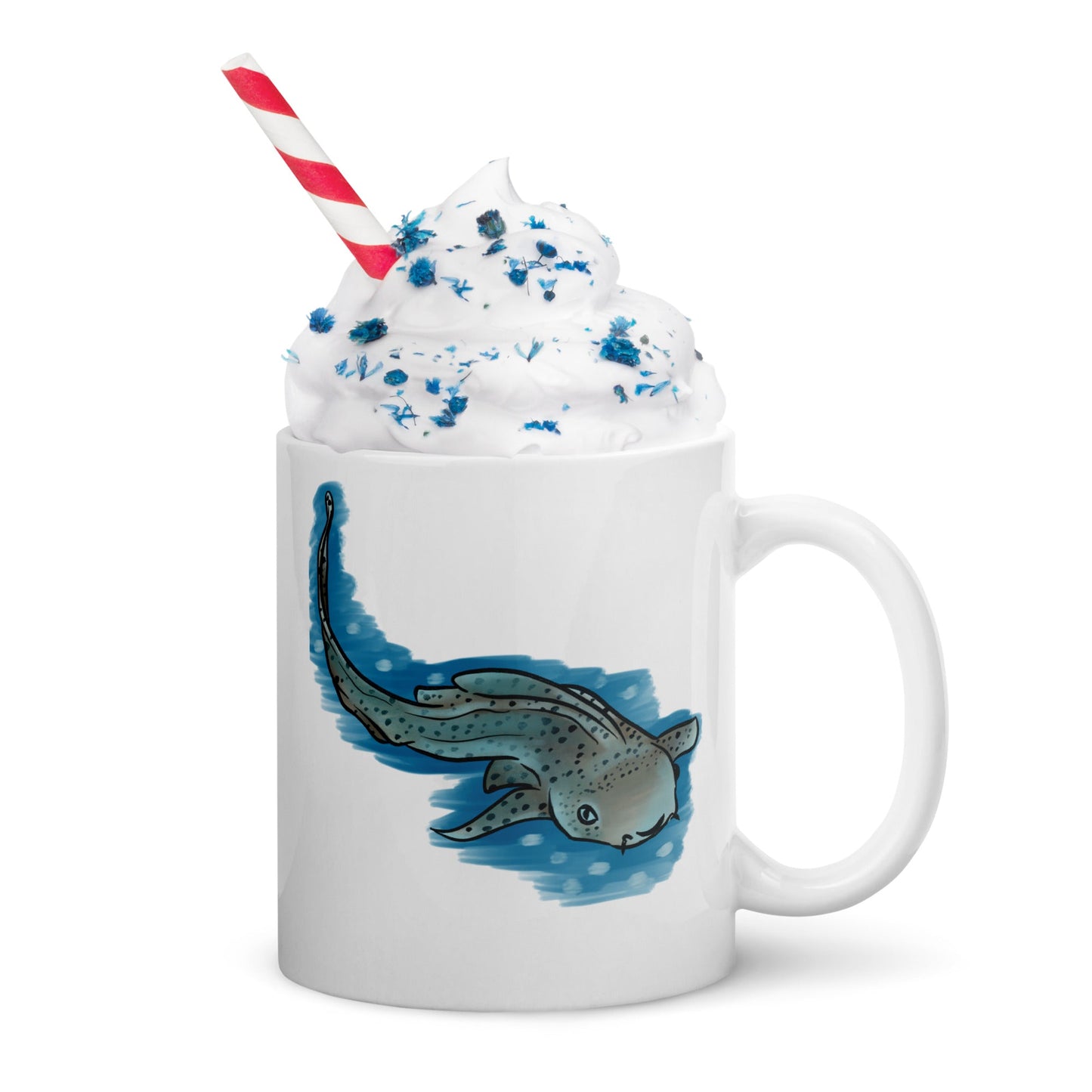 Leopard Shark White glossy mug - Chronically Crafting