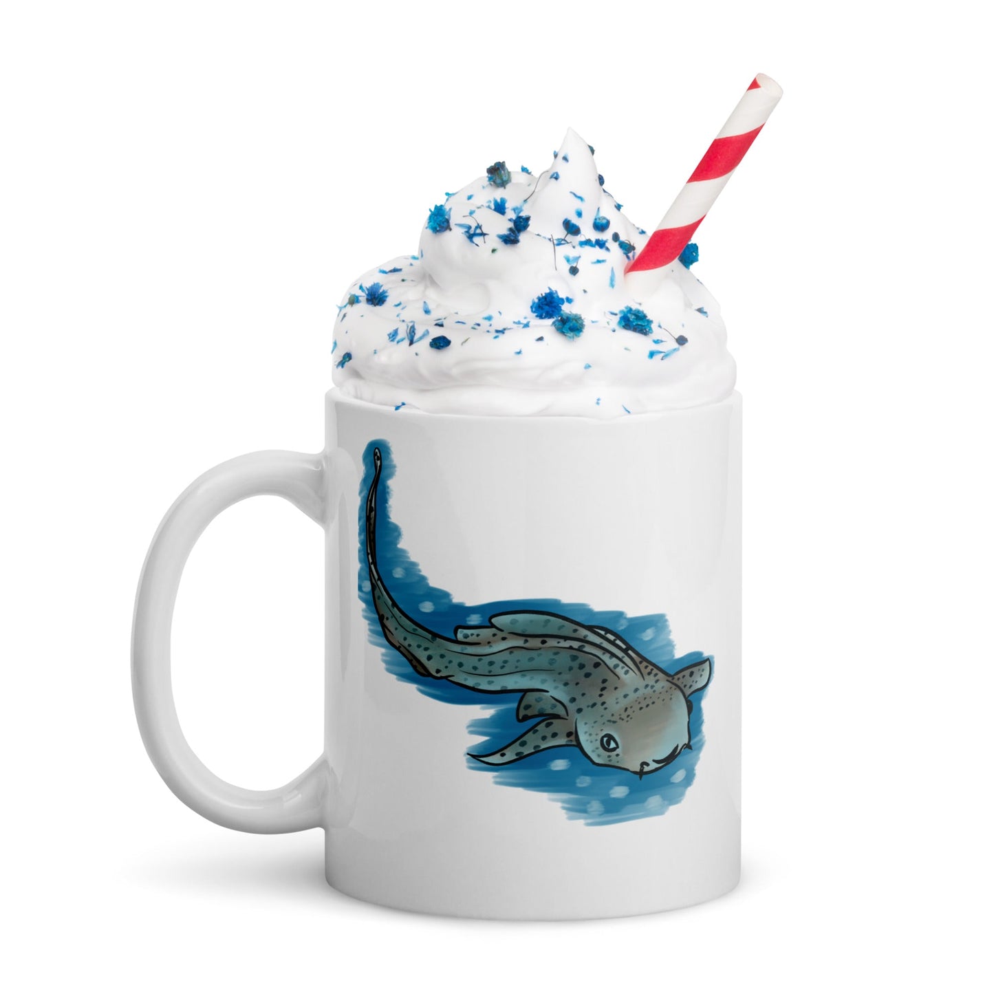 Leopard Shark White glossy mug - Chronically Crafting