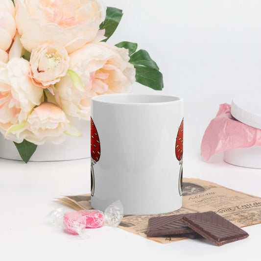 Mouse Asleep in Mushroom White glossy mug - Chronically Crafting