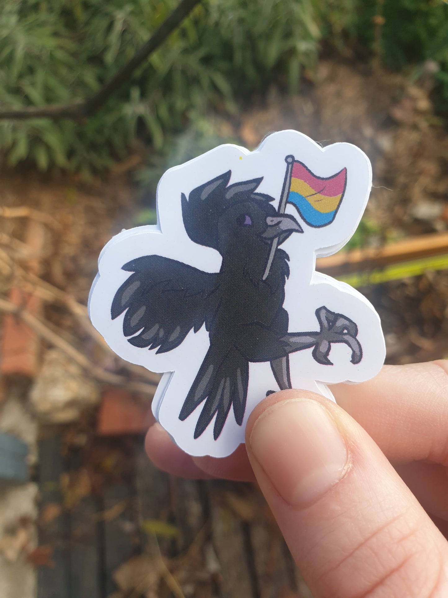 Pride Flag Raven Stickers (bi, trans, nonbinary, pan) - Chronically Crafting