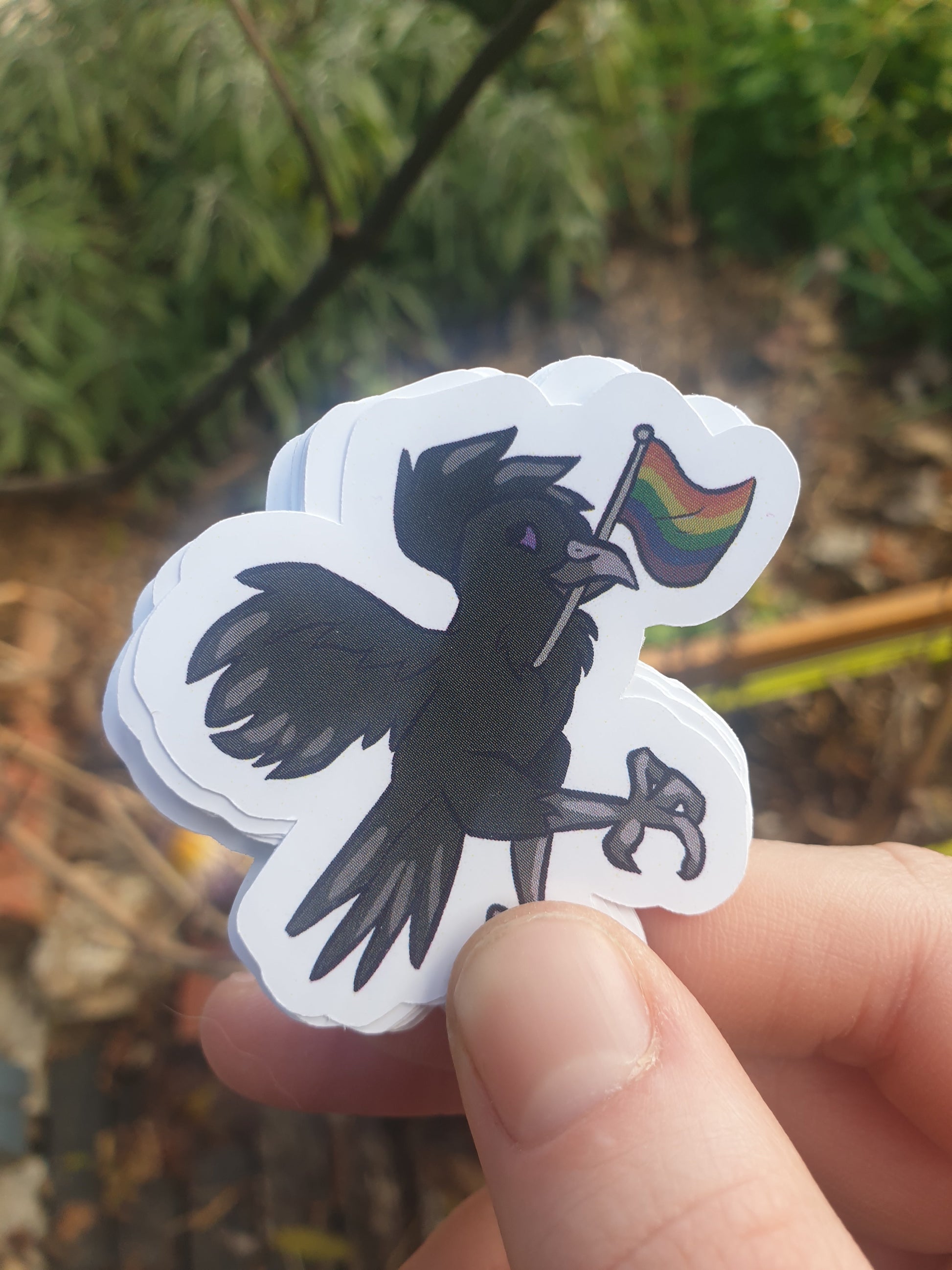 Pride Flag Raven Stickers (rainbow, gay, lesbian) - Chronically Crafting
