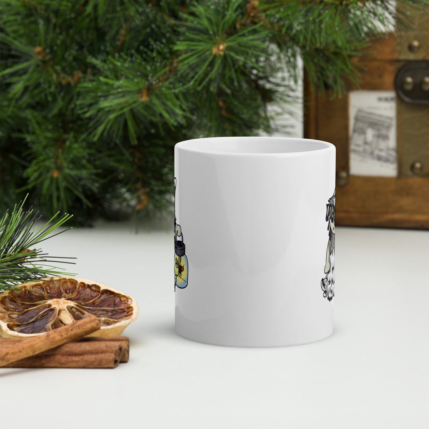 Shaggy Inkcap Mushroom Witch White glossy mug - Chronically Crafting