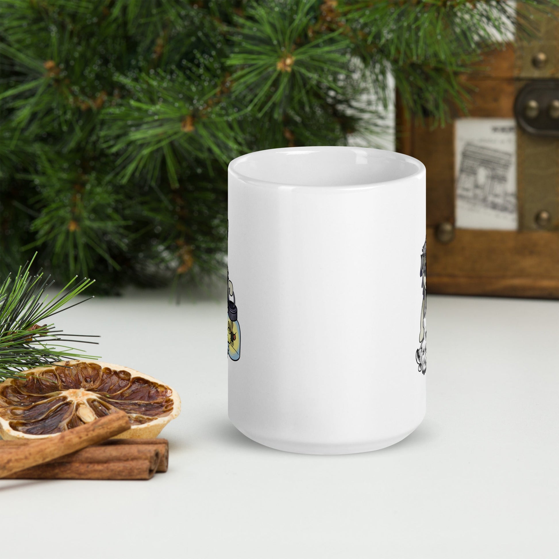 Shaggy Inkcap Mushroom Witch White glossy mug - Chronically Crafting