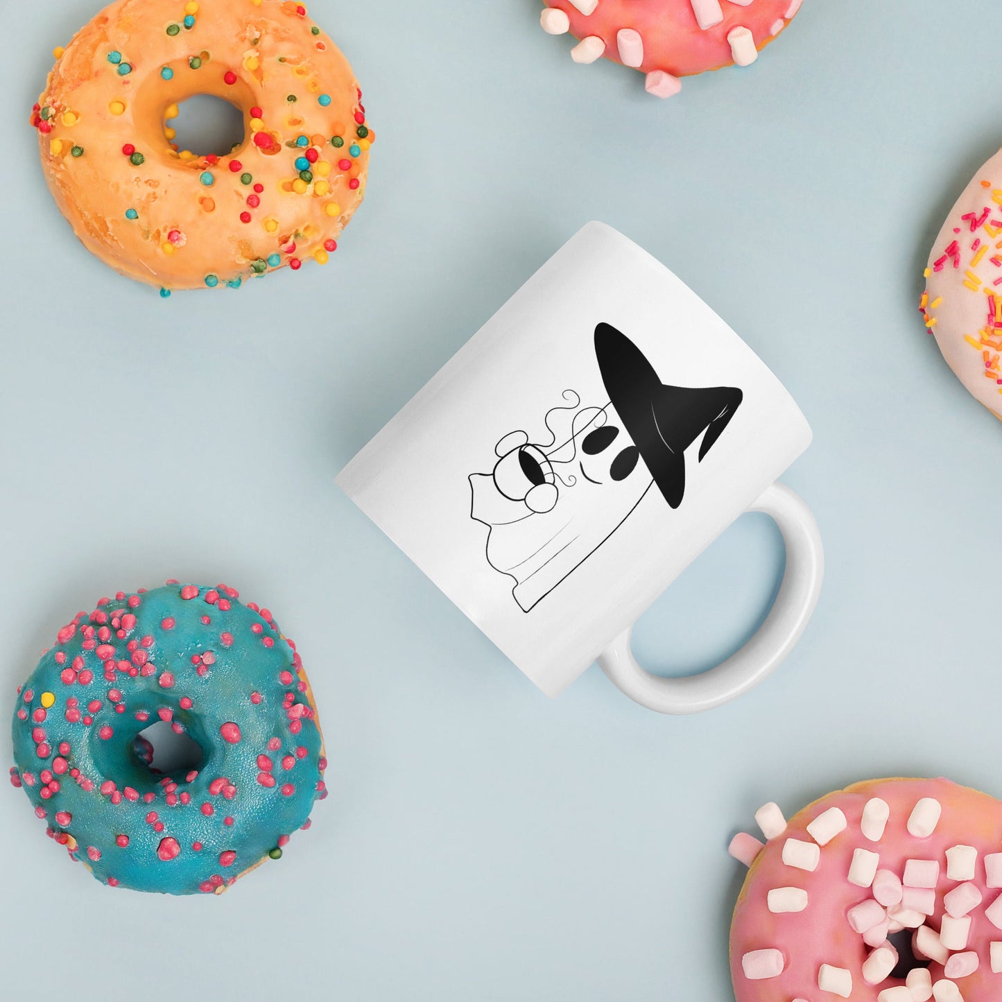 Witchy Ghost w Tea White glossy mug - Chronically Crafting