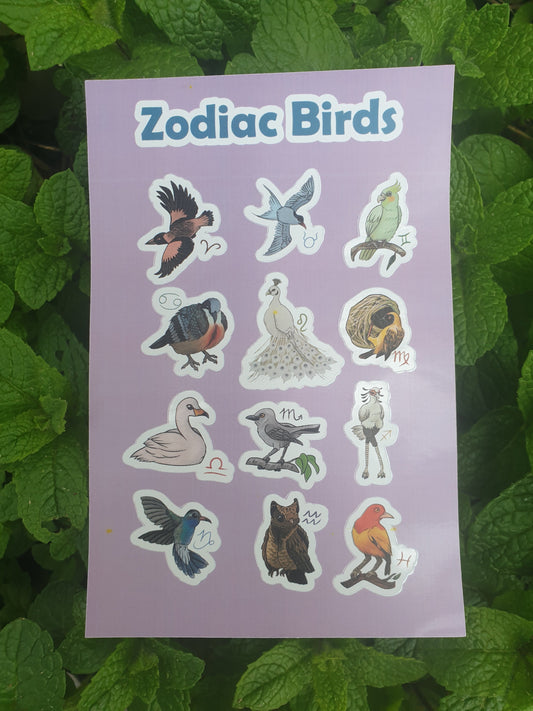 Zodiac Birds Sticker Sheet - Chronically Crafting